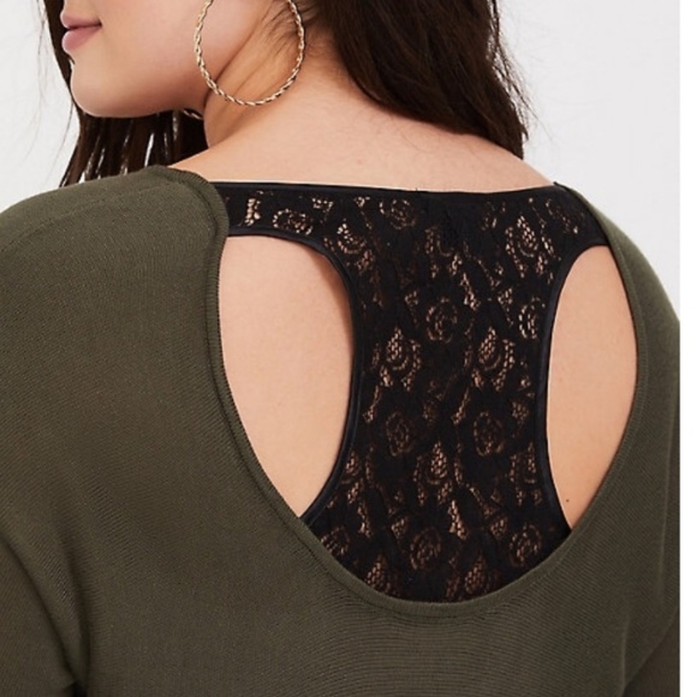 TORRID PLUS SIZE LACE RACERBACK SHIRT. - Picture 5 of 6